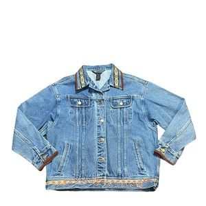 Shaver Lake denim jacket with beaded accents   T31